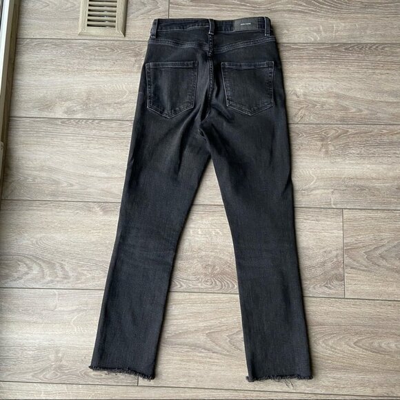 Zara High  Rise Slim Straight Raw Hem Jeans - Picture 7 of 13